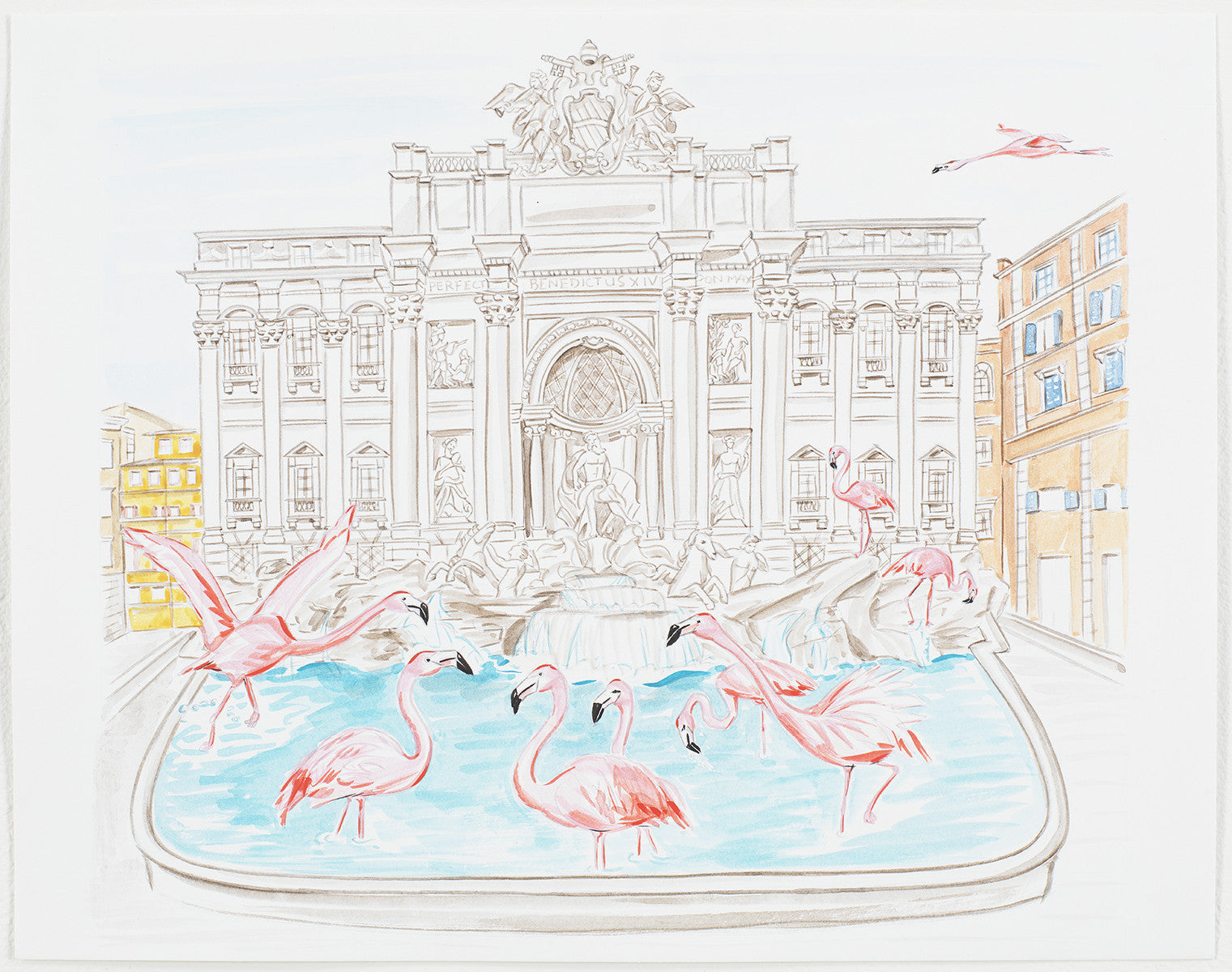 Watercolor sketch with color splash of Trevi Fountain Rome Capital of  Italy in vector illustration Stock Vector  Adobe Stock